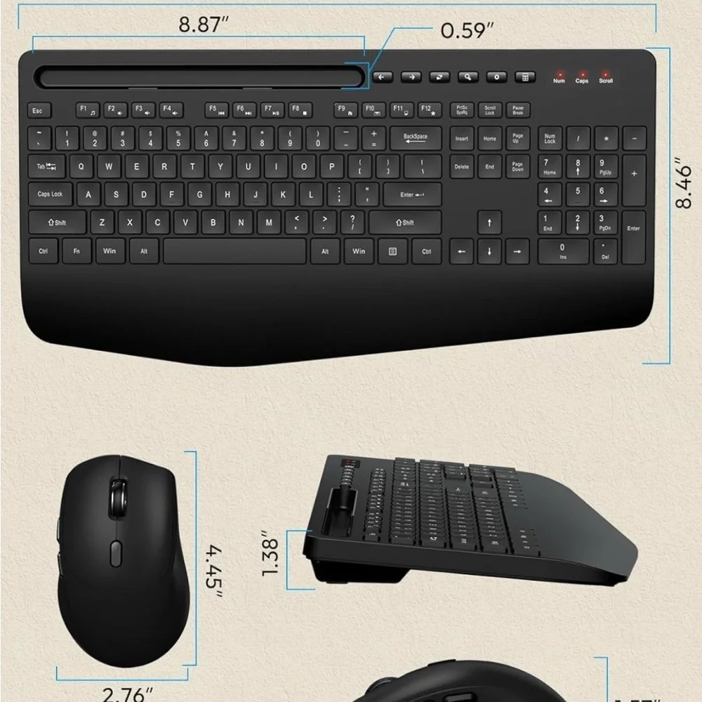 Wireless Keyboard and Mouse Combo with Tablet Stand